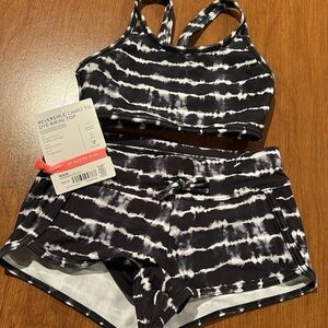 Athleta Girl Reversible Camo Tie Dye Bikini top & Cannonball Shorts Siz…